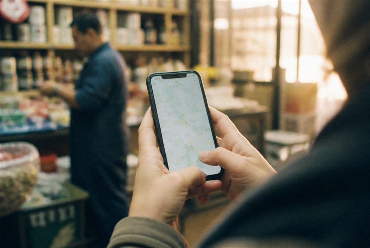 A customer writing a Google review about a small business service on their phone